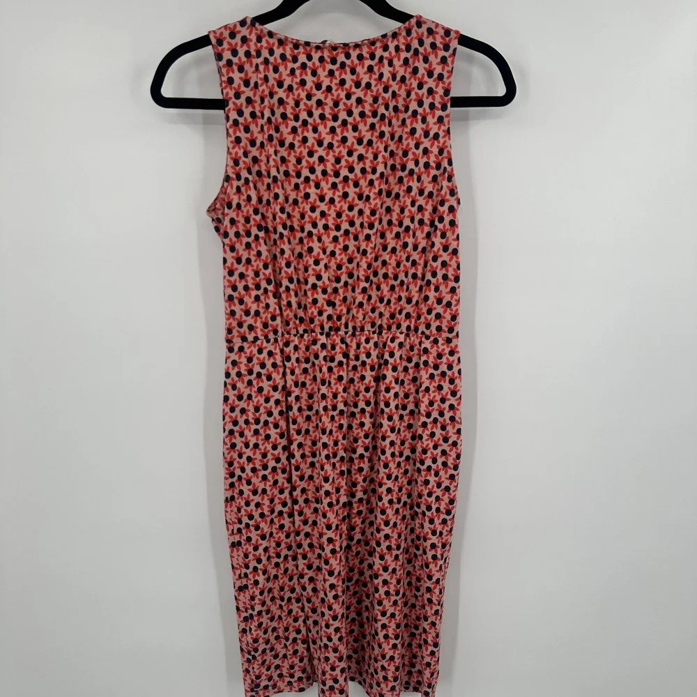Boden Dress Womens 2R Pink Red Blue Floral Sleeveless Midi Summer Pockets V Neck